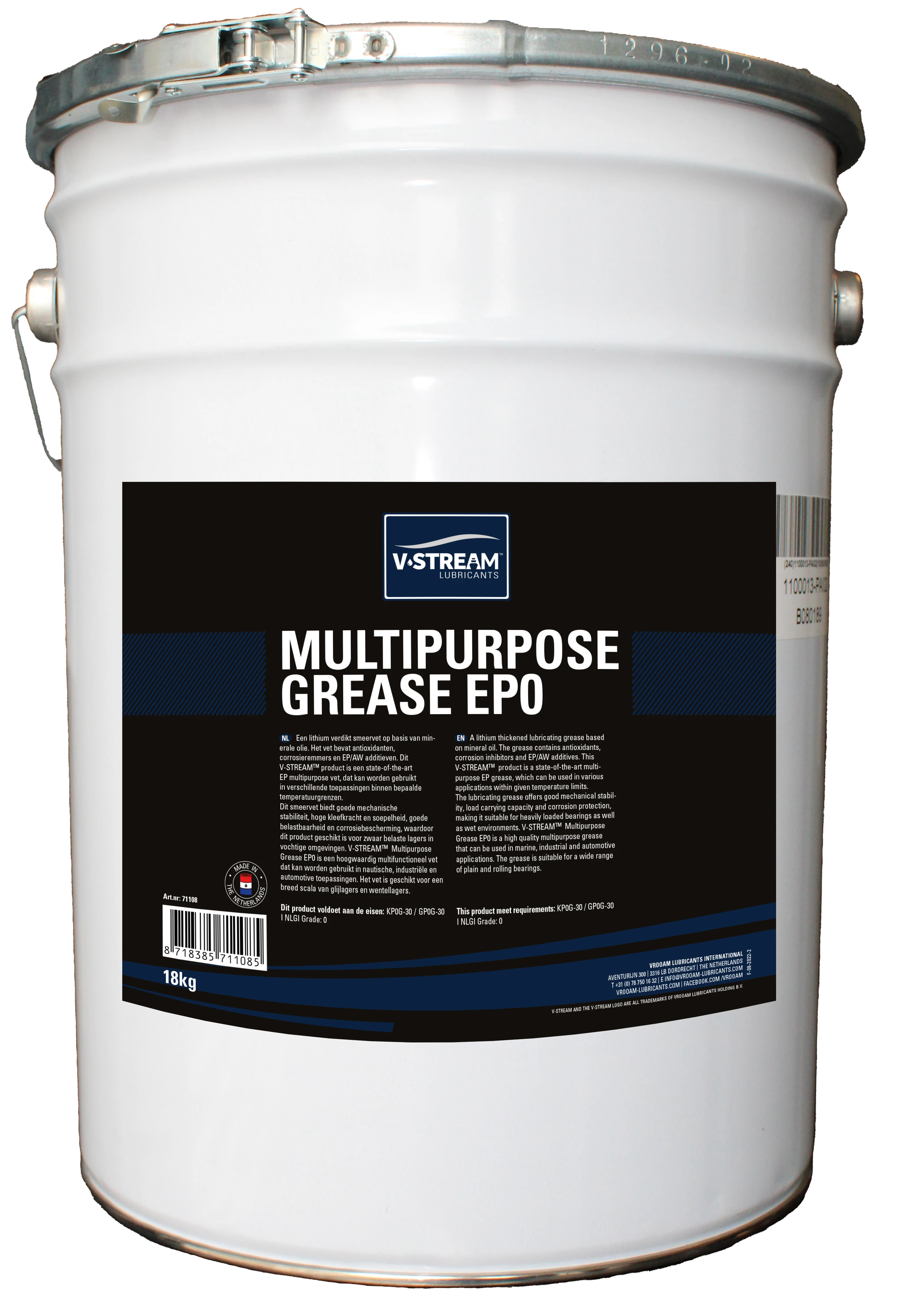 V-STREAM Multipurpose Grease EP0   Inhoud: 18 kg